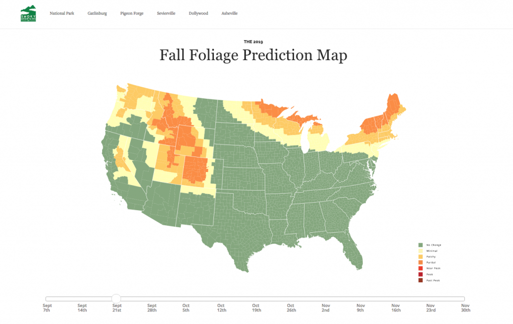 Fall foliage map U.S. 2019